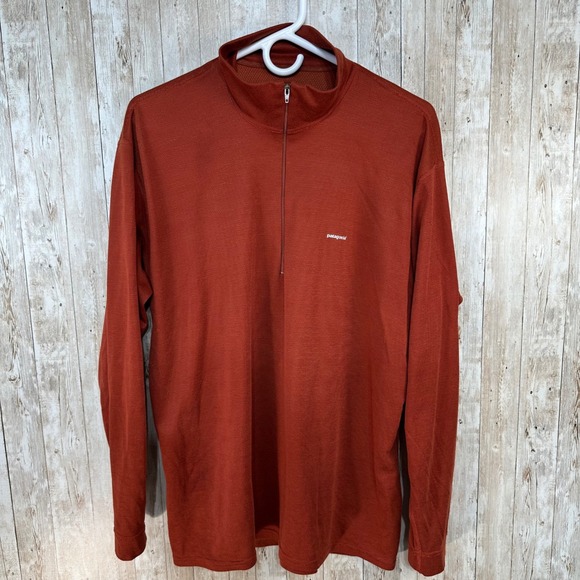 Patagonia Capilene 1/4 Zip Pullover Mens Size XL Long Sleeve Rust Orange Top - Picture 1 of 5